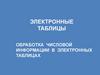 Электронные таблицы. Обработка числовой информации в электронных таблицах