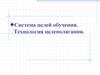 Система целей обучения. Технология целеполагания