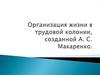 Организация жизни в трудовой колонии, созданной А. С. Макаренко
