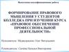 Формирование правового мышления у студентов колледжа при изучении курса «Правовое обеспечение профессиональной деятельности»