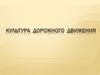 Культура дорожного движения