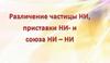Различение частицы НИ, приставки НИ- и союза НИ – НИ