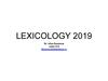 Lexicology 2019
