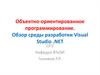Объектно-ориентированное программирование. Обзор среды разработки Visual Studio .NET