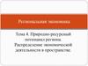 Природно ресурсный потенциал региона. Распределение экономической деятельности в пространстве. (Тема 4)