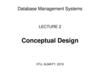 Conceptual design. Database Management Systems. Lecture 2