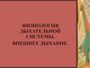 Физиология дыхательной системы. Внешнее дыхание