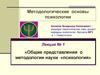 Общие представления о методологии науки «психология»