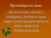 Знакомство детей с историей родного края через интеграцию разных видов детской деятельности
