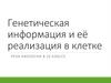 Генетическая информация и её реализация в клетке