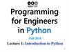 Programming for Engineers in Python. Fall 2018