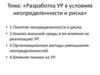 Разработка УР в условиях неопределенности и риска