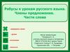 Ребусы к урокам русского языка. Члены предложения. Части слова