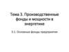 Производственные фонды и мощности в энергетике. Тема 3