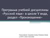 Программа учебной дисциплины «Русский язык»