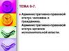 Административно-правовой статус человека и гражданина. Административно-правовой статус органов исполнительной власти