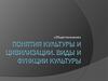 Понятия культуры и цивилизации. Виды и функции культуры