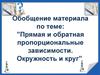Прямая и обратная пропорциональные зависимости. Окружность и круг