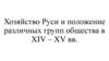 Хозяйство Руси и положение различных групп общества в XIV – XV веках