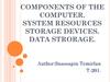 Components of the computer. System resources storage devices. Data strorage