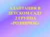 Адаптация в детском саду (2 группа)
