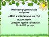 Итоговое родительское собрание «Вот и стали мы на год взрослее»