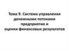 Система управления денежными потоками предприятия и оценки финансовых результатов.. Тема 9