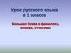 Большая буква в фамилиях, именах, отчествах. 1 класс