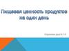 Пищевая ценность продуктов на один день