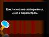 Циклические алгоритмы. Цикл с параметром