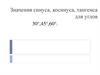 Значения синуса, косинуса, тангенса для углов 30, 45, 60 градусов