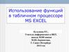 Использование функций в табличном процессоре MS EXCEL