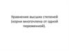 Уравнения высших степеней (корни многочлена от одной переменной)