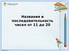 Названия и последовательность чисел от 11 до 20