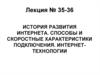 История развития интернета. Способы и скоростные характеристики подключения. Интернеттехнологии. Лекция 35-36
