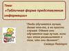 Табличная форма представления информации. 5 класс