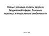 Новые условия оплаты труда в бюджетной сфере: базовые подходы и отраслевые особенности