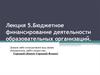 Бюджетное финансирование деятельности образовательных организаций. Лекция 5