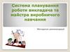 Система планування роботи викладача та майстра виробничого навчання. Методичні рекомендації