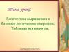 Логические выражения и базовые логические операции. Таблицы истинности