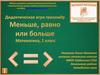 Дидактическая игра-тренажёр "Меньше, равно или больше" 1 класс