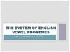 The system of english vowel phonemes