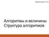 Алгоритмы и величины. Структура алгоритмов