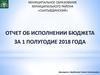 Отчет об исполнении бюджета за 1 полугодие 2018 года. Муниципальное образование муниципального района «Сыктывдинский»